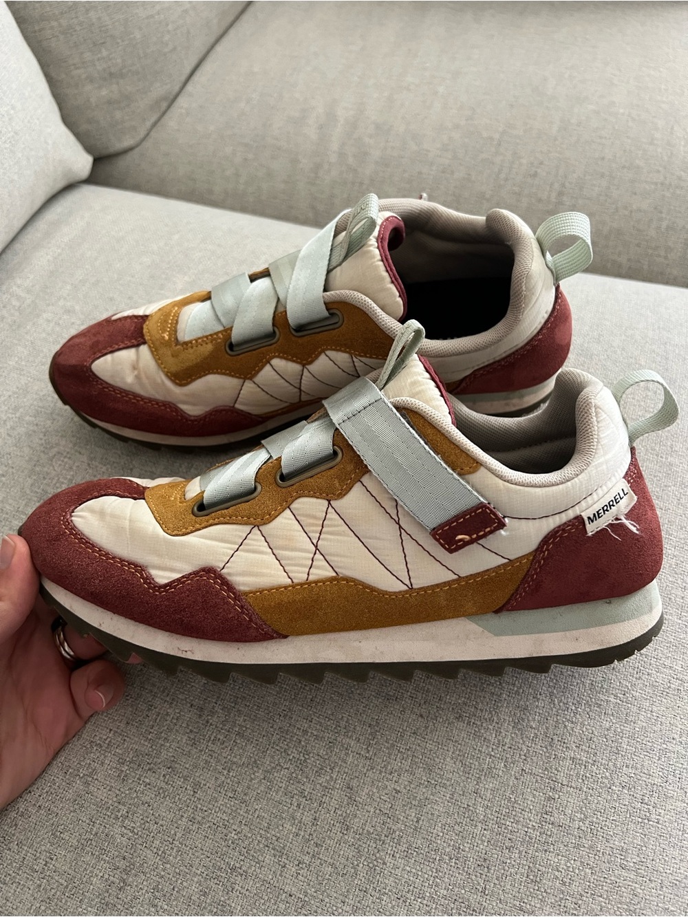 Merrell women Burgundy, Mustard & Light Blue Strap Sneakers
